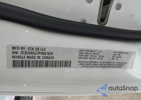 2023 Dodge Charger Scat Pack из США, поврежденный, VIN 2C3CDXGJ7PH531876